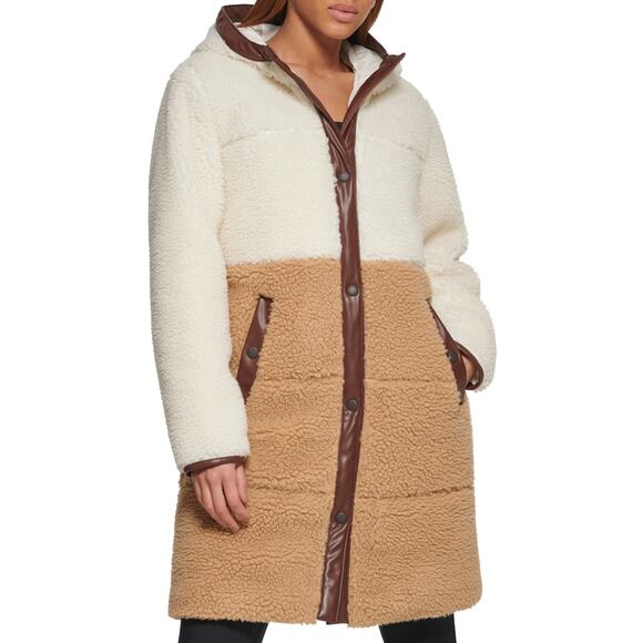 Levi's Brown Shearling Quilted Parka Size S - Picture 1 of 5